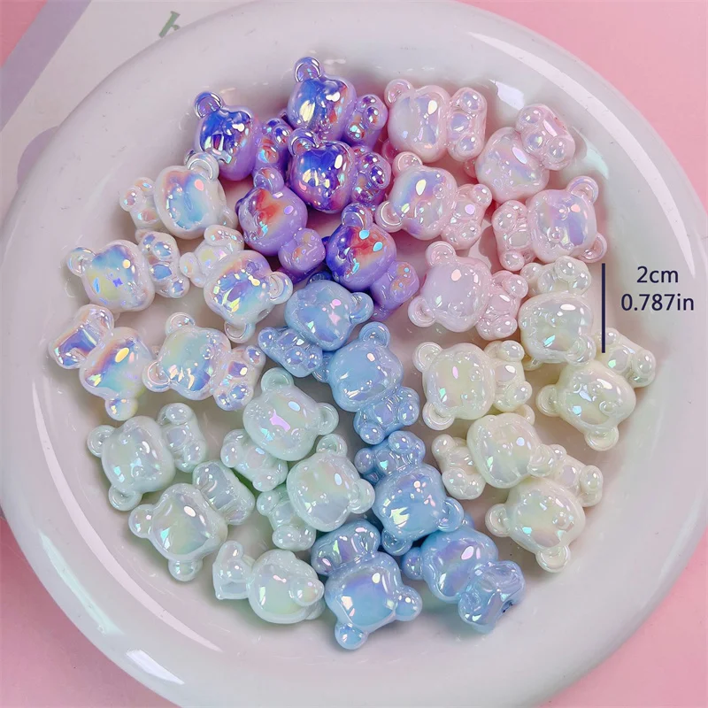 Vibrant 10-Piece Multicolor Bear Acrylic Bead Set