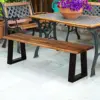 Wooden Dining Bench Seating Chair Rustic Indoor Outdoor Furniture Rustic Brown Black 3