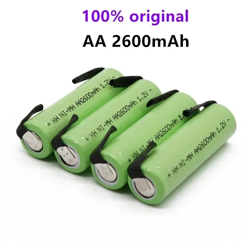 

100% New Original AA Rechargeable Battery 1.2V 2600mAh AA NiMH Battery With Solder Pins For DIY Electric Razor Toothbrush Toys