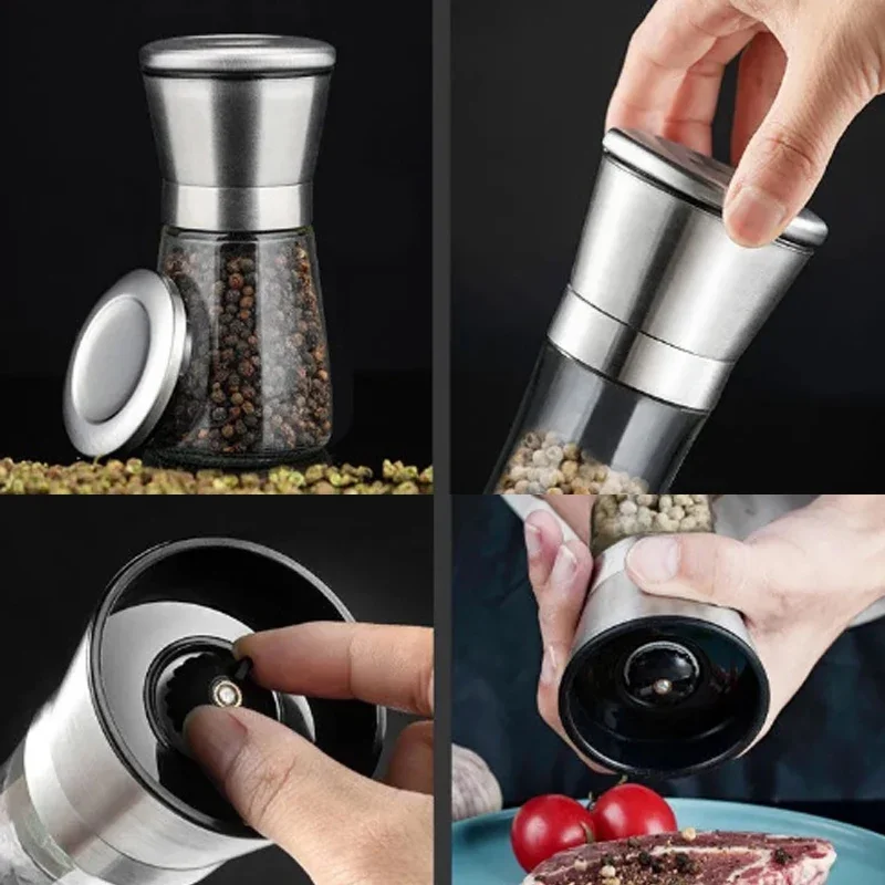 Grinder Stainless Steel Salt and Pepper Mill Manual Food Herb Grinders Spice Jar Containers Kitchen Gadgets Spice Bottles Glass S1d93842815694e8481037998ef45f84el