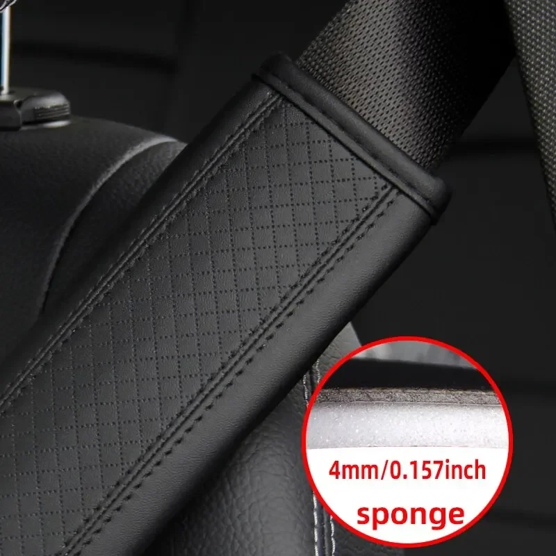 Seat Belt Covers PU Leather Embossed Car Seat Belt Shoulder Cover Pressure Reducing and Comfortable Car Accessories Seat Belt Protective Cover