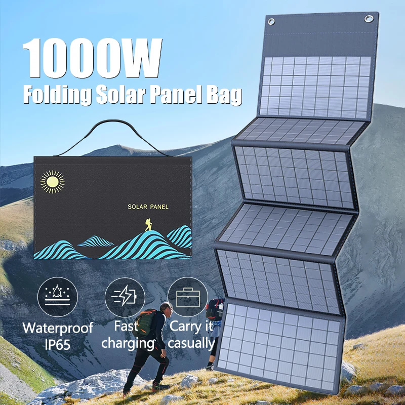Borsa pieghevole per pannello solare da 1000W caricatore solare con uscita USB + DC dispositivo di ricarica solare pieghevole portatile alimentatore portatile da esterno