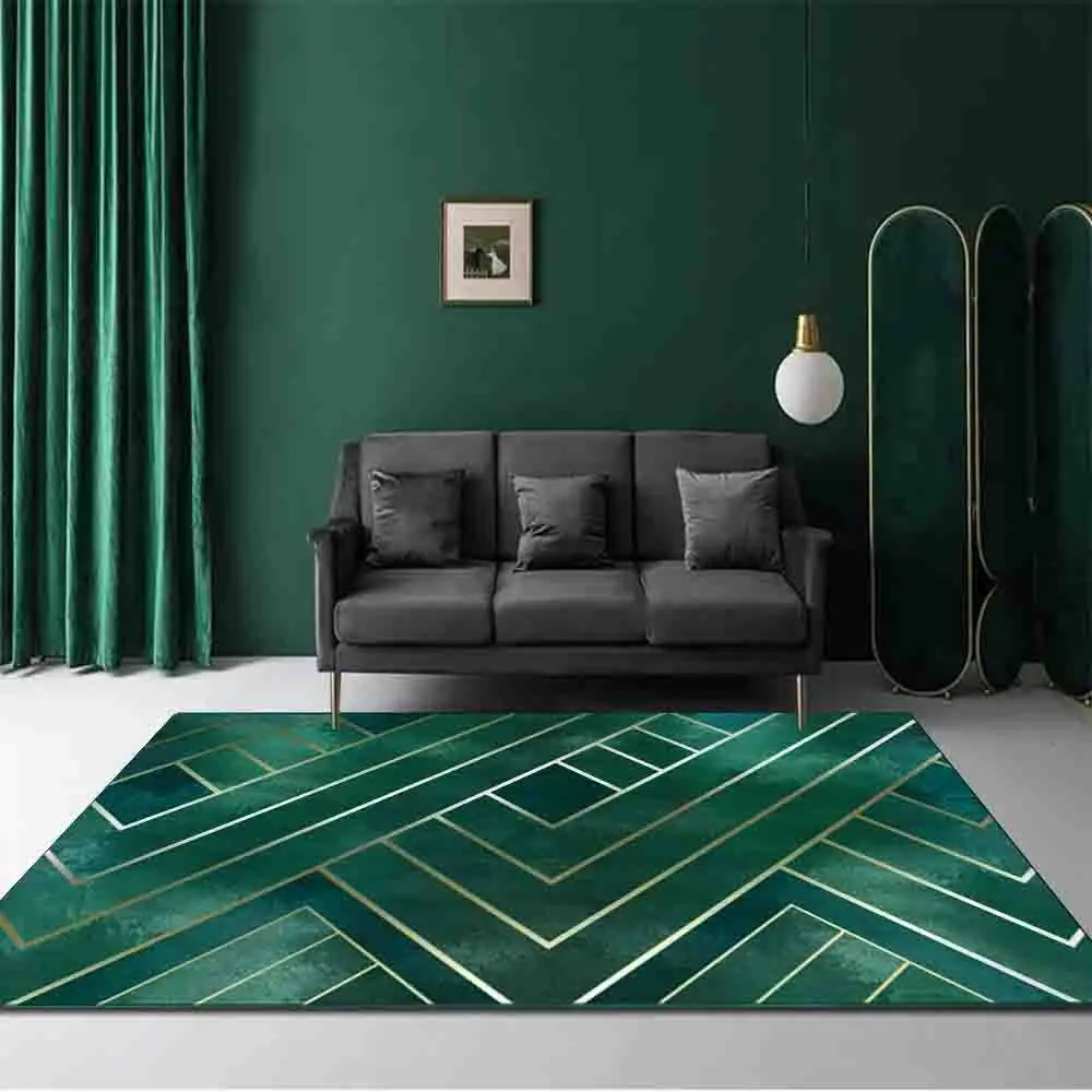 RetroDarkGreenLivingRoomDecorationCarpetStudioLargeArea