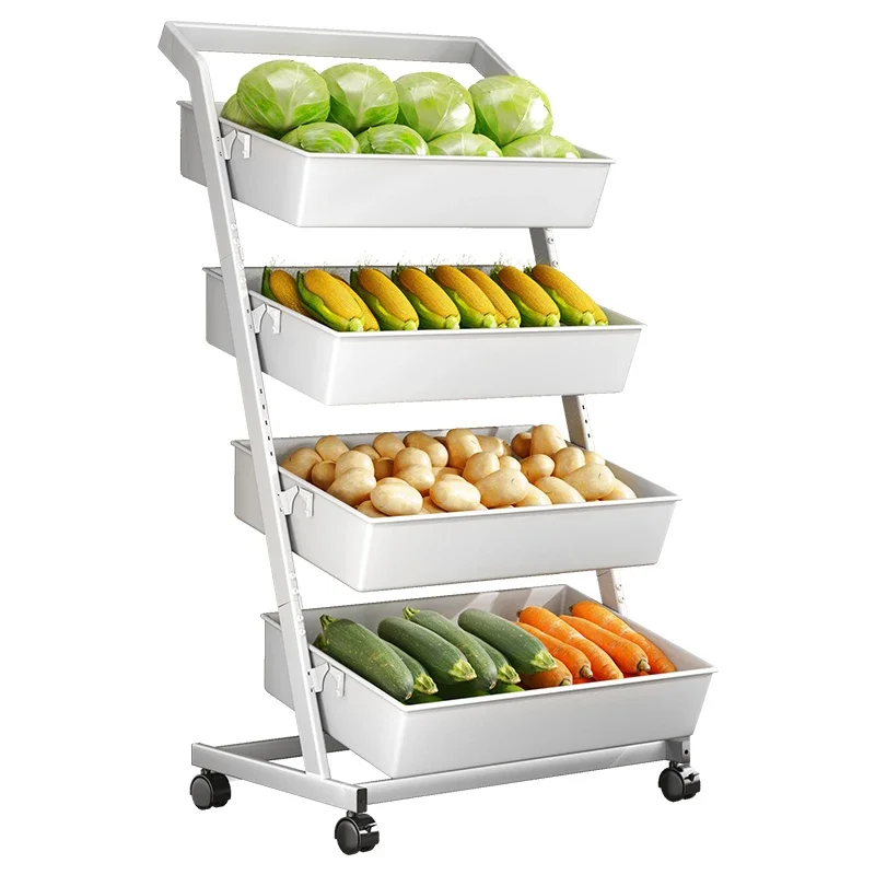 Wyj Removable Vegetable Basket Storage Rack Floor Multi-Layer Kitchen Multi-Functional Storage rotating spice rack kitchen countertop multi layer storage rack multi function 360 degree rotatable spice storage rack super