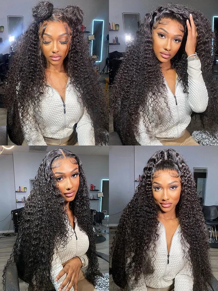 Human Hair Wigs 250 Density Deep Wave 100% Brazilian 13x6 HD Lace Frontal Curly Lace Closure Ready To Go Pre Plucked