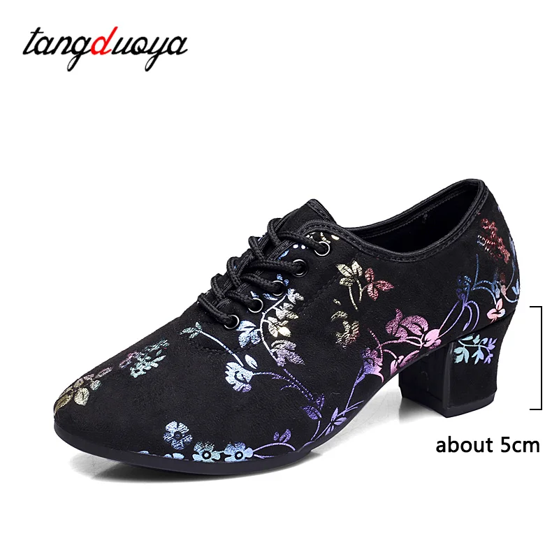 New Latin Dance Shoes Tango Salsa Girls Woman Adult Modern Ballroom Dance Shoes Teacher Shoes 3.5/5cm Oxford Sneakers 5