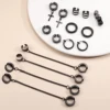 1-9 Pairs Black Color 316L Stainless Steel Non-Piercing Clip on Cross Chain Dangle Hoop Earrings CZ Magnetic Stud Earrings Set 5