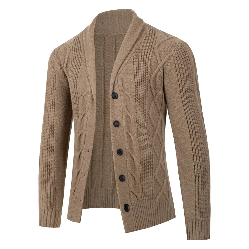 New Autumn Winter Men Cardigan Sweatercoat Turn Down Collar Single Breasted Knitted Cardigan Mens Causal Sweater Jackets S-3XL