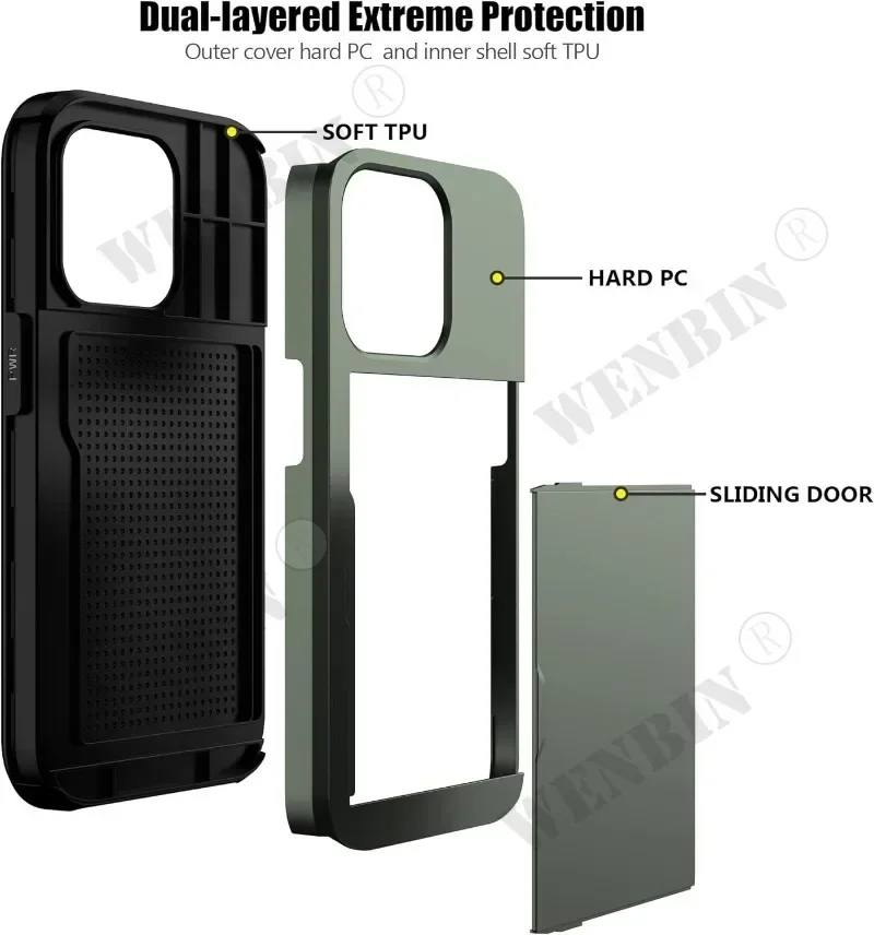 Heavy Duty Protective Dual Layer Phone Case with Hidden Card Slot and Slim Wallet Holder