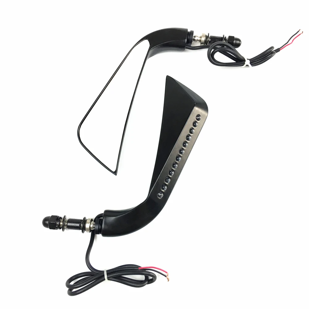 Motorcycle Sickle Rearview Side Mirror With LED Flowing Water Turn Signal Light For Harley Dyna Fatboy Softail Sportster - - Racext 27
