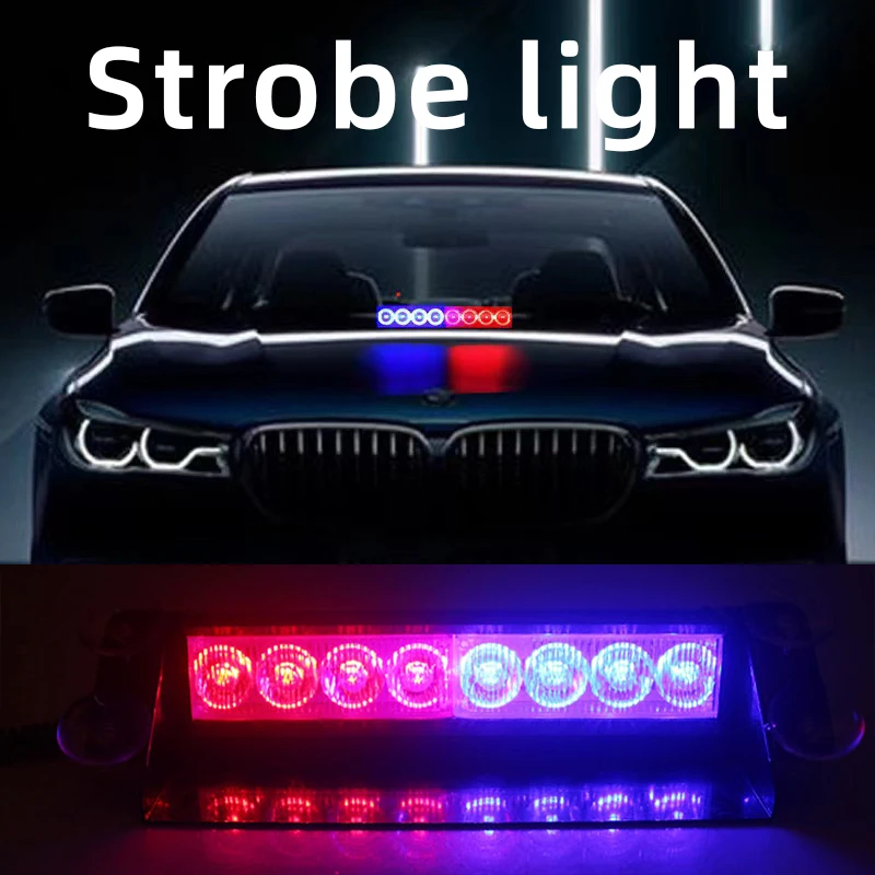 Safety Warning Light Car Strobe Lamp Flash Dash Emergency Lights 8led Red/blue Windshield