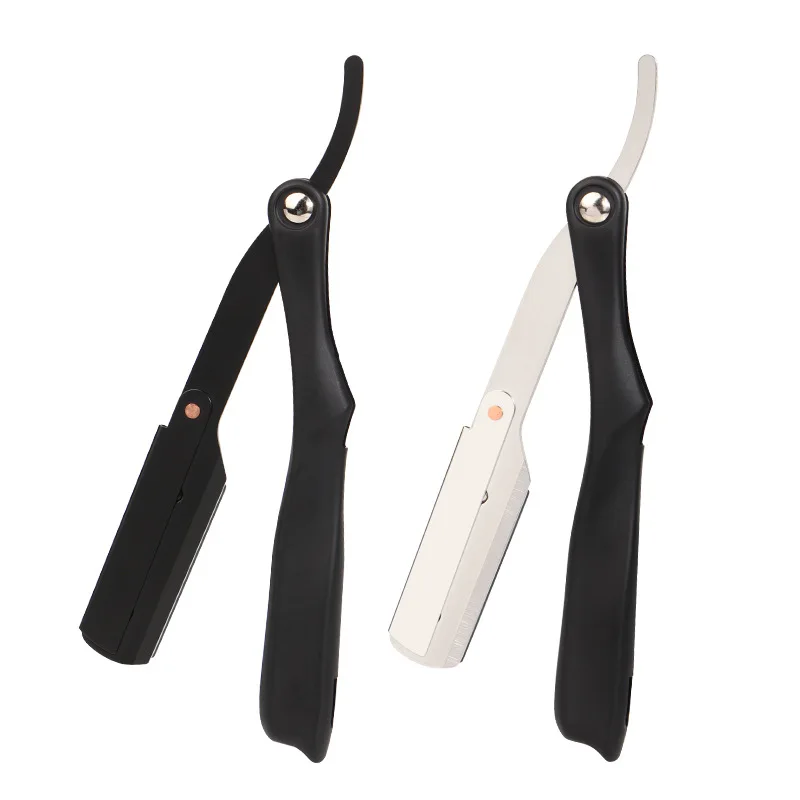 Leichtes Rasiermesser, klassisches Barbier-Pflegewerkzeug, Kunststoffgriff, Edelstahlklinge, einseitig geschliffenes Rasiermesser_voghion.com