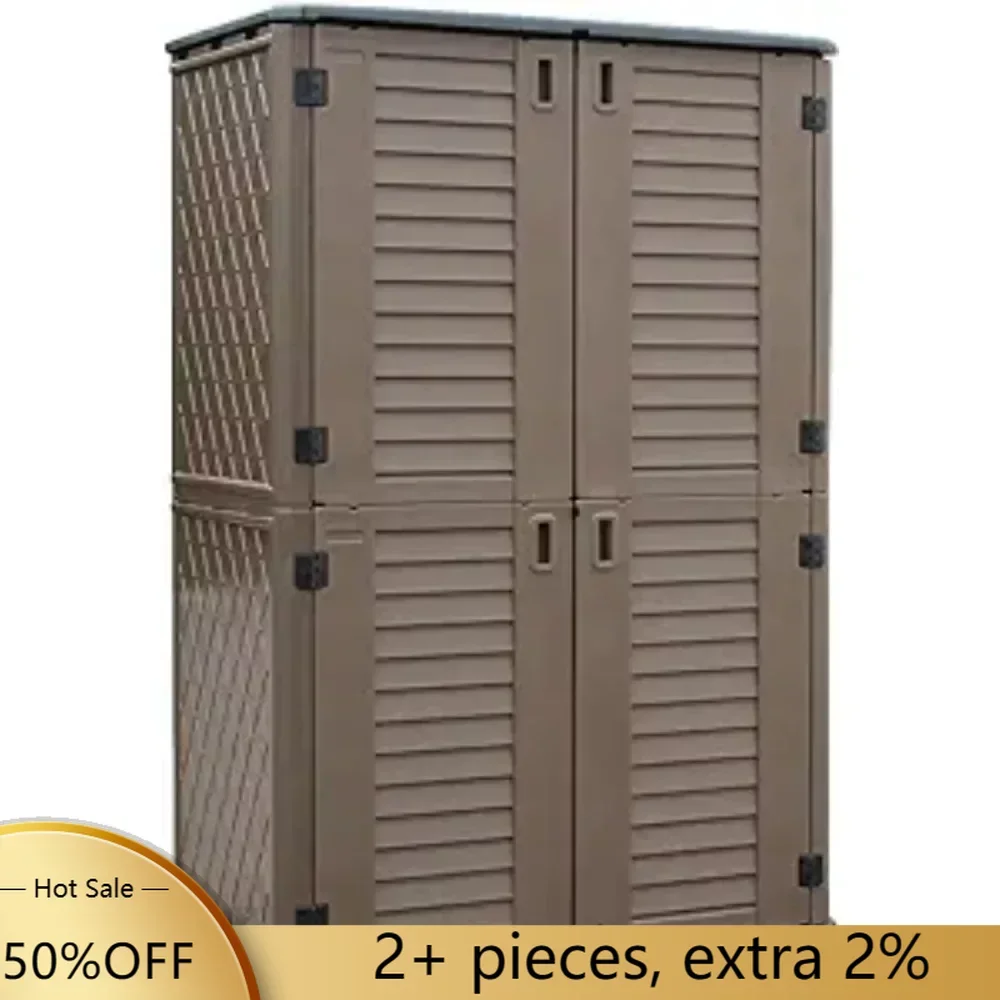 

Outdoor Storage Shed Waterproof Caseta Resin Vertical Outdoor Storage Cabinet for Patio Furniture Container Mobile House Metabo