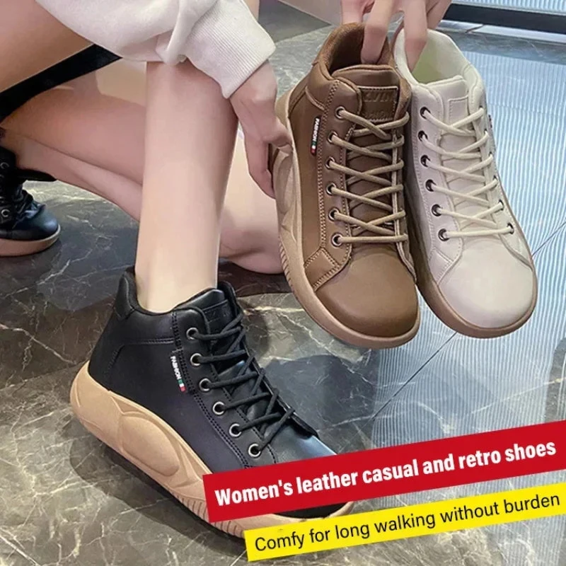 

Women's High Top Thick Sole Boots New Sneakers Women Ankle Boot Platform Loafers Flat Slip-On Casual Add Wool Cotton Thin Single