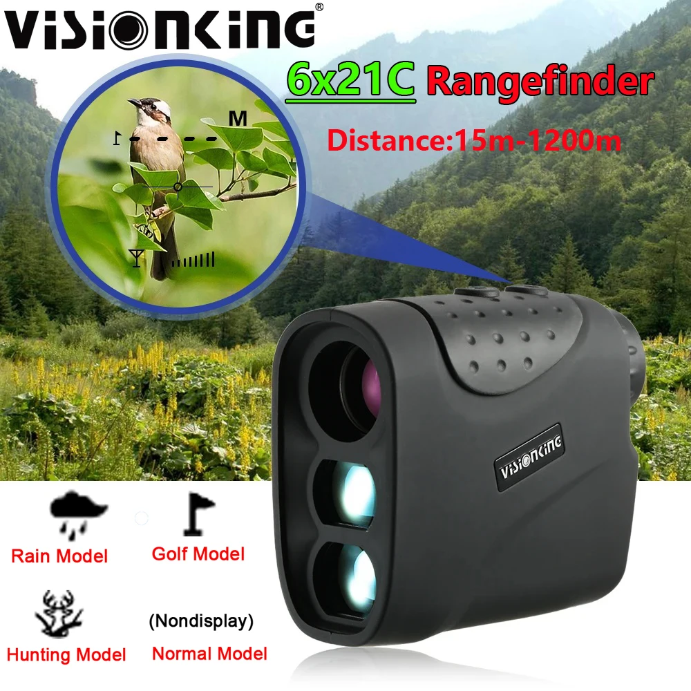 Visionking 1200m Golf 6x21 Laser Rangefinder with Flag-Lock Vibration Survey Telemeter Survey Hunting Measurement LCD Monocular