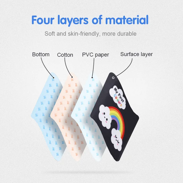 Baby Soft Cloth Books High Contrast Black and White Touch and Feel Crinkle Cloth Books Educational Toys for Infants Toddlers 5