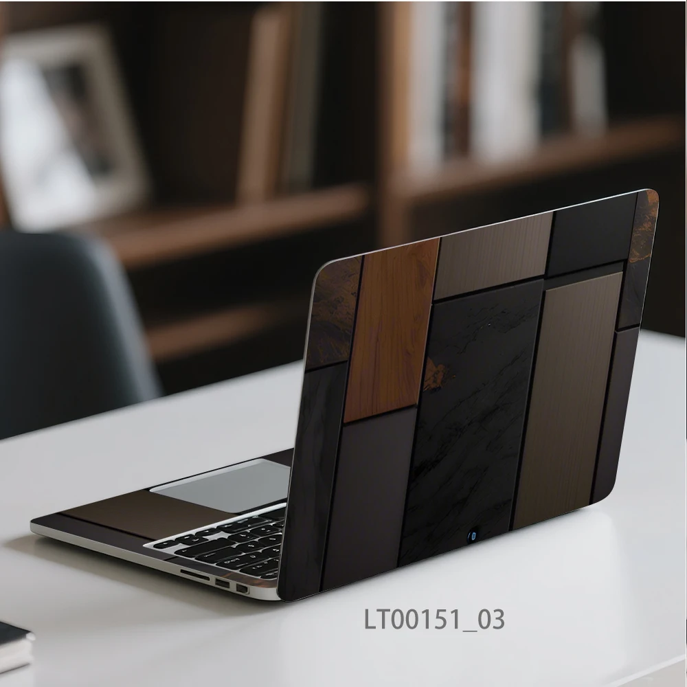 컬러 블록 우드 노트북 스킨 스티커, 12-17인치 맥북 HP 레노버 델 노트북용 방수 비닐 데칼