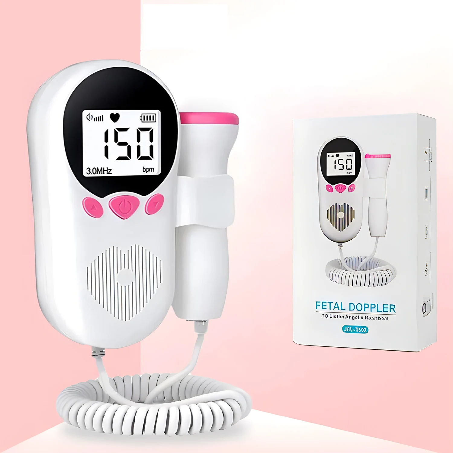 Handheld Fetal Doppler LCD 3.0MHz Ultrasound Fetal Doppler Baby Heart Beat 0 Radiation Heart rate Monitor fetal heart rate monitor