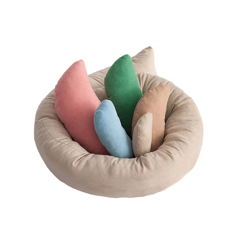 6pcs/set Newborn Posing Beans Bag Baby Photography Prop Pillow Baby Crescent Shaped Pillows Positioner Cushion Basket Filler