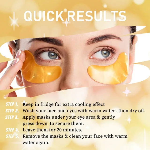 5/10PairsCrystal Collagen Gold Powder Eye Mask Anti Dark Circles Wrinkle Eye Patches Moisturizing Nourishin Eye Care Tools 4