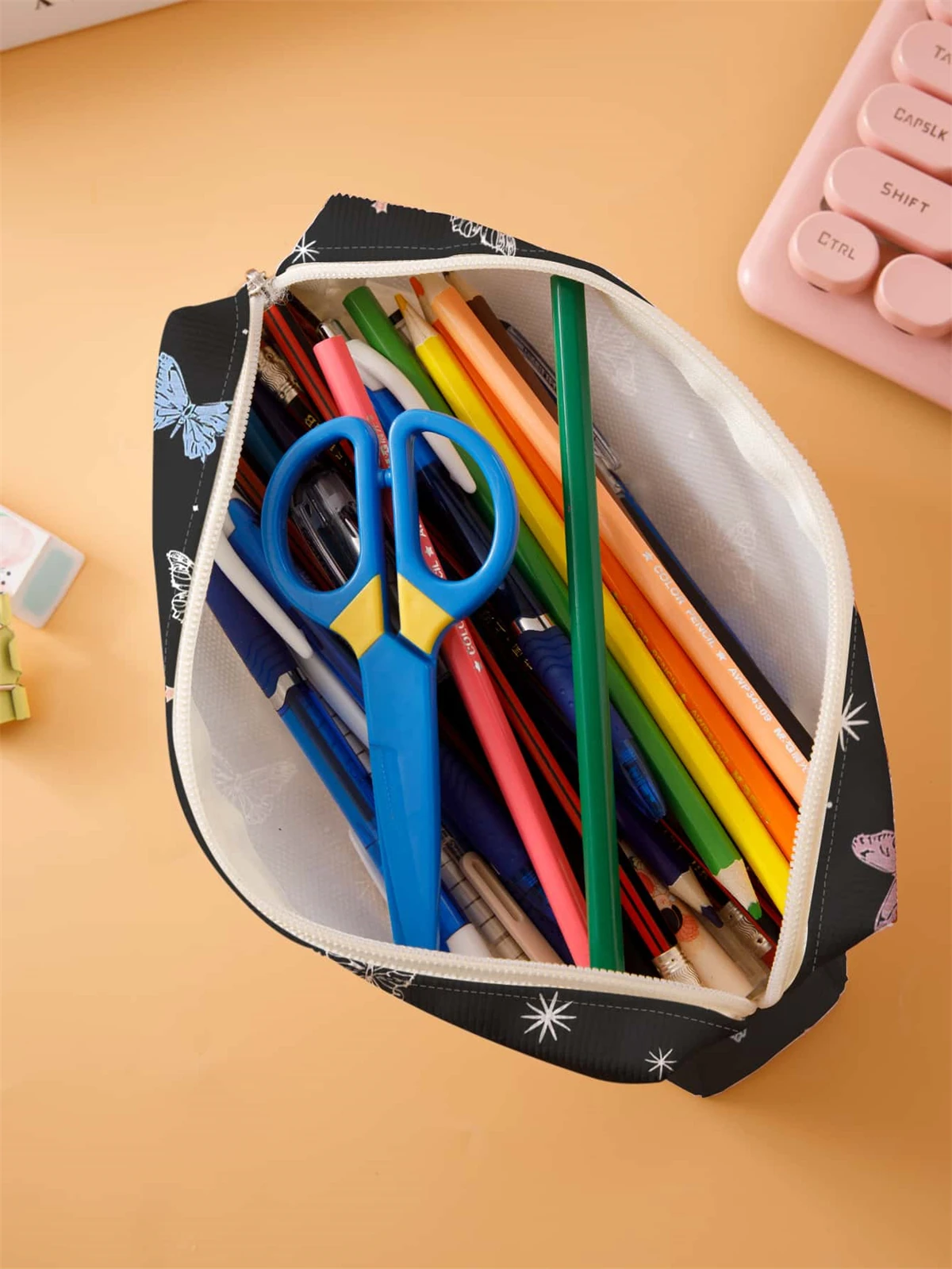 Small pencil case, large capacity pencil case, multifunctional stationery storage bag, student school organization supplies