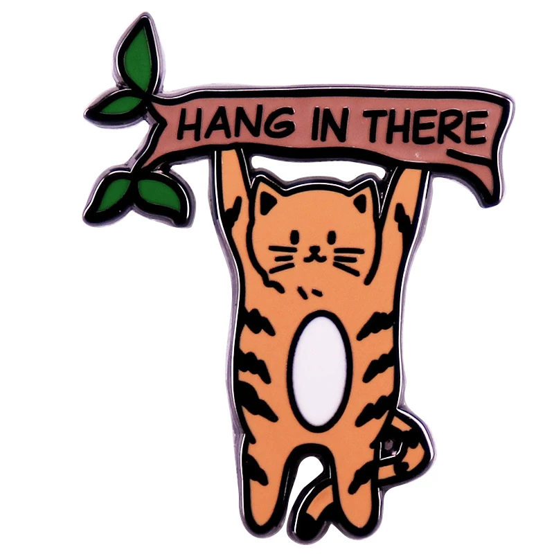 

A3189 Cartoon Hang in there Cat Men Women Enamel Pin Brooch for Clothes Lapel Pins for Backpack Metal Badges Jewelry Accessories