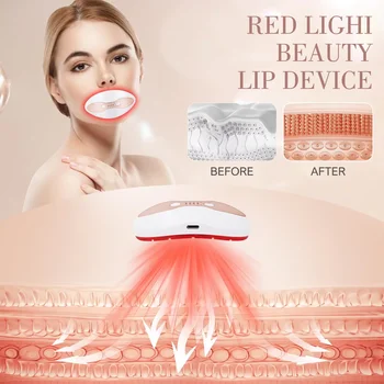 Lip Plumper Device Red Light Therapy, 2 in 1 Lip and Eye Care Tool with Heated for Anti-Aging, Smooth Lip Wrinkles, Lip Plumper 2
