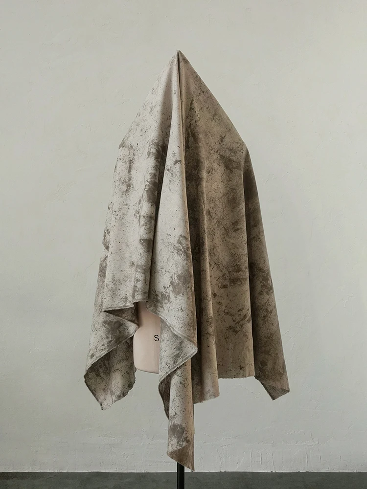 Wasteland Style Pure Cotton Cloth Plant Grass and Wood Dirty Dyed Home Clothing Designer Fabric