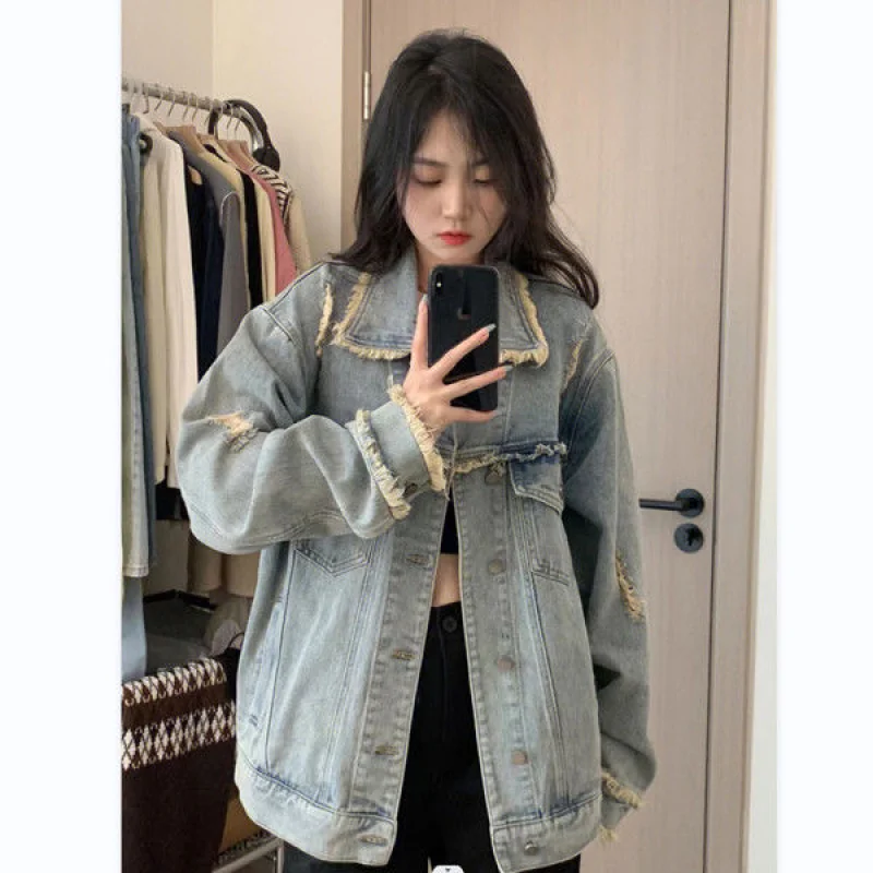 

New Fashion Retro High-quality Denim Jacket Female Design Sense Niche Loose Button Slim Fit All-match Jacket Cardigan Top