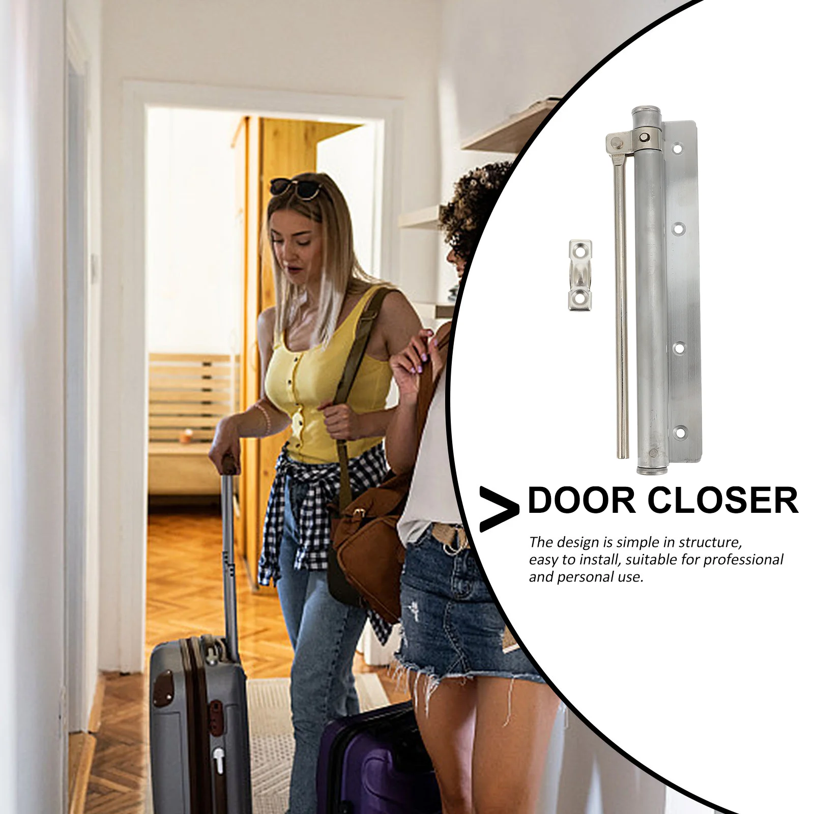 Spring Adjustable Stainless Steel Door Closer Reliable Closing Controller Automatic Safety Stopper Hotel Gate Door