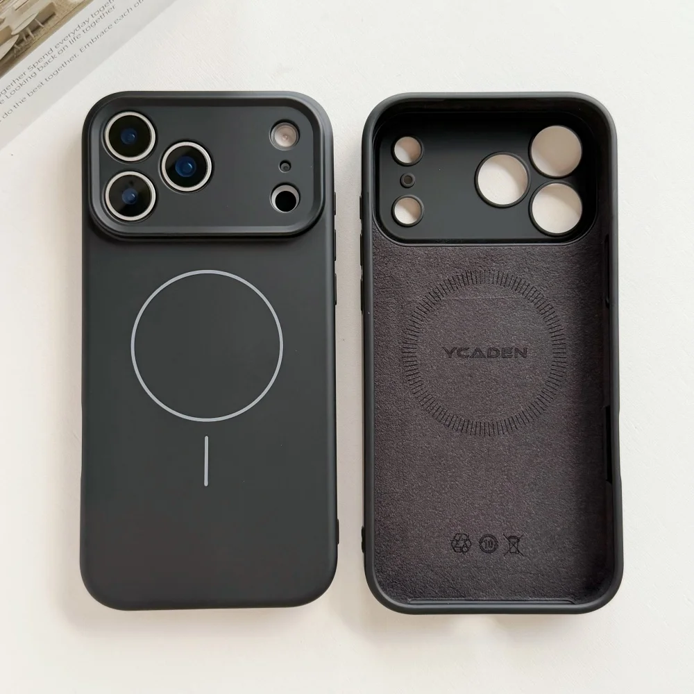 Soft Liquid Silicone Magnetic Phone Case with Shockproof Lens Protection and Magsafe Compatibility