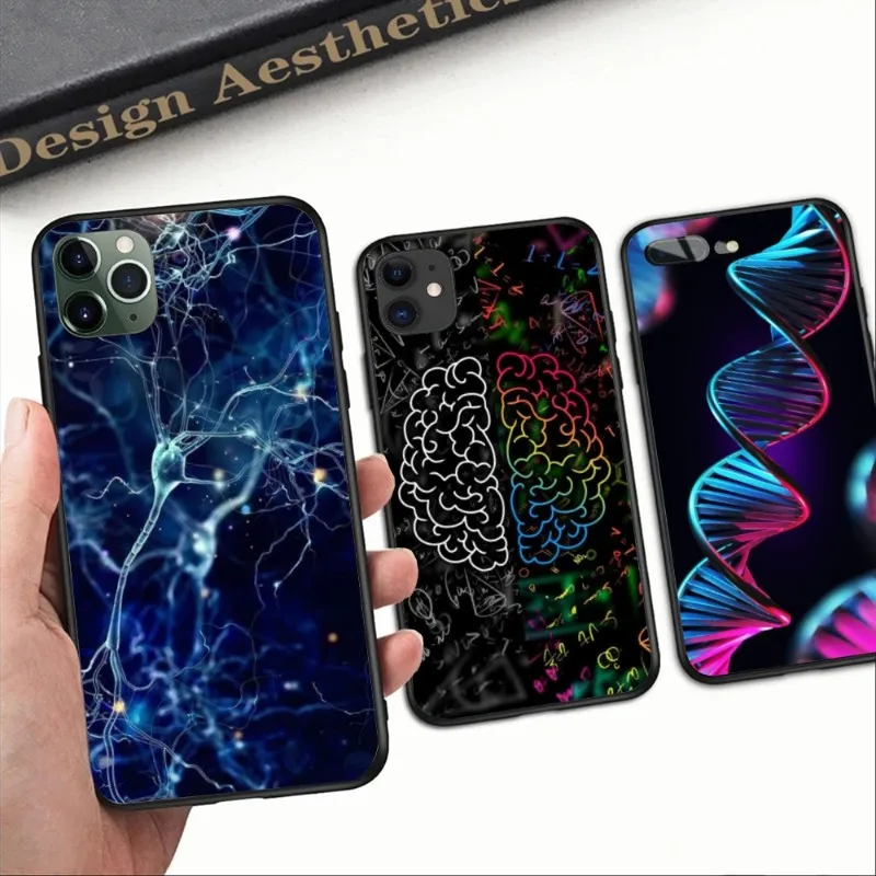 Custodia Per Smartphone Dna Brain Neuron Per Iphone 15 14 13 12 11 Xs X 8 7 6 Plus Mini Pro Max Se 2022 Cover Morbida Nera Per Telefono Funda