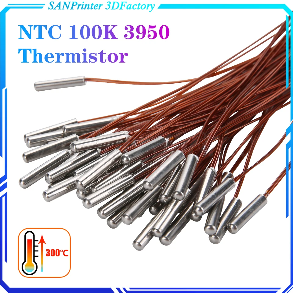 NTC100K Thermistor Temperature Sensor Cartridge NTC 3950 for 3D Printer Extruder Mk8 V6 Volcano CR10 M3 Hotend For Voro Upgraded