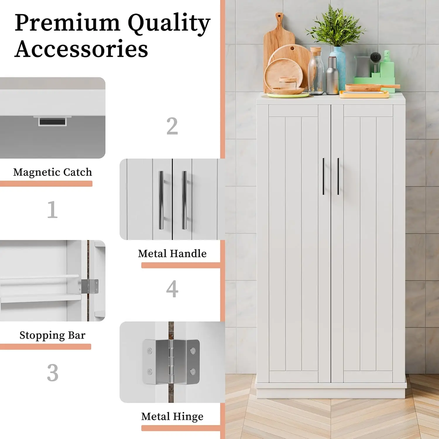 47in Freestanding Wood Pantry Storage Cabinet 5