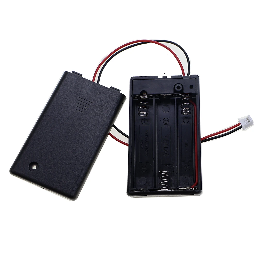 3 Steckplätze Batterie-Aufbewahrungsbox AAA-Batteriehalterbox mit Schalter, Abdeckung und PH2.0 XH2.54 DC5.5X2.1 USB2.0 DuPont-Anschlusskabel – Detail 5