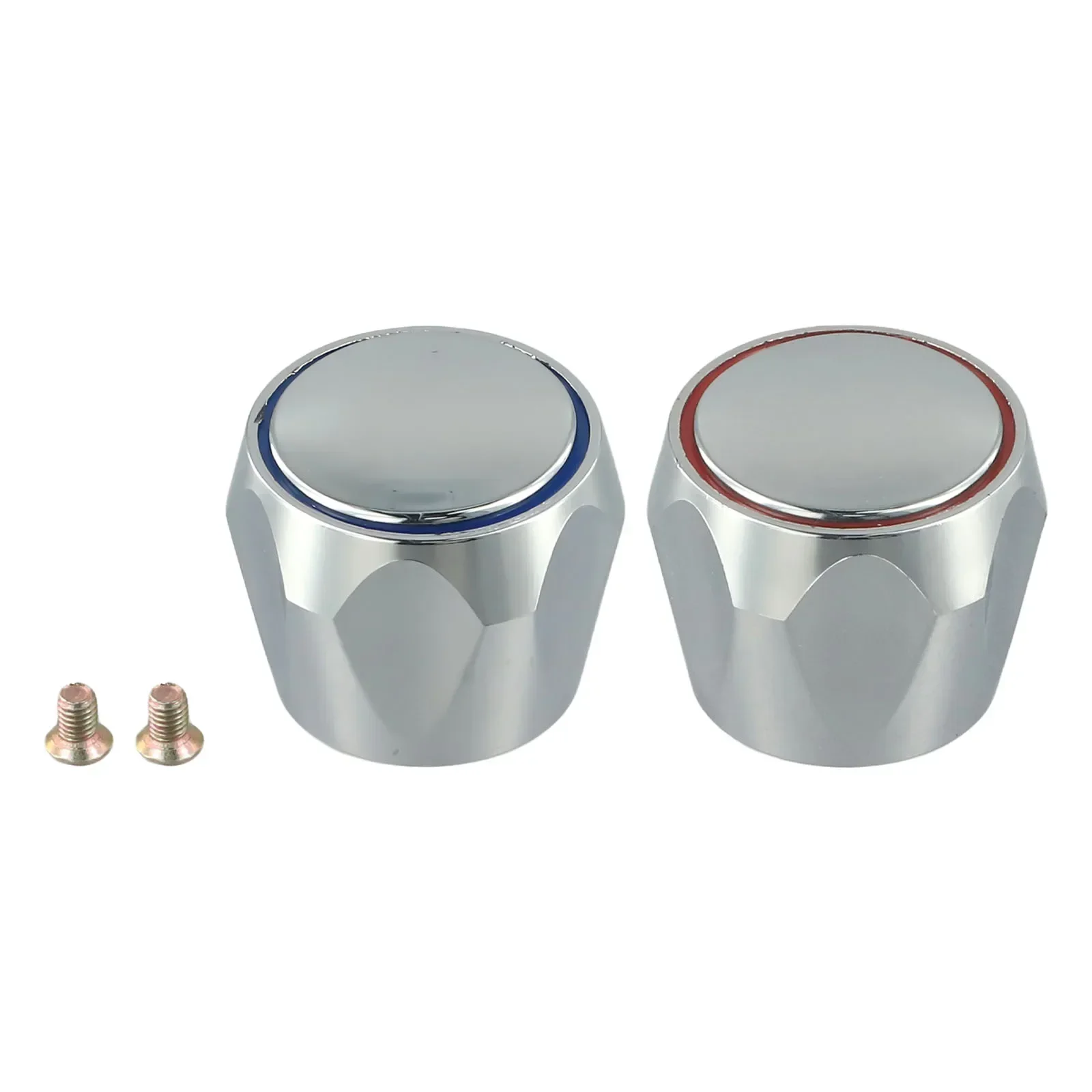 2pcs Hot Cold Tap Top Head Faucet Cover Chrome Plated Replacement Set Kitchen Bathroom Faucet Handle Home Improvement Parts