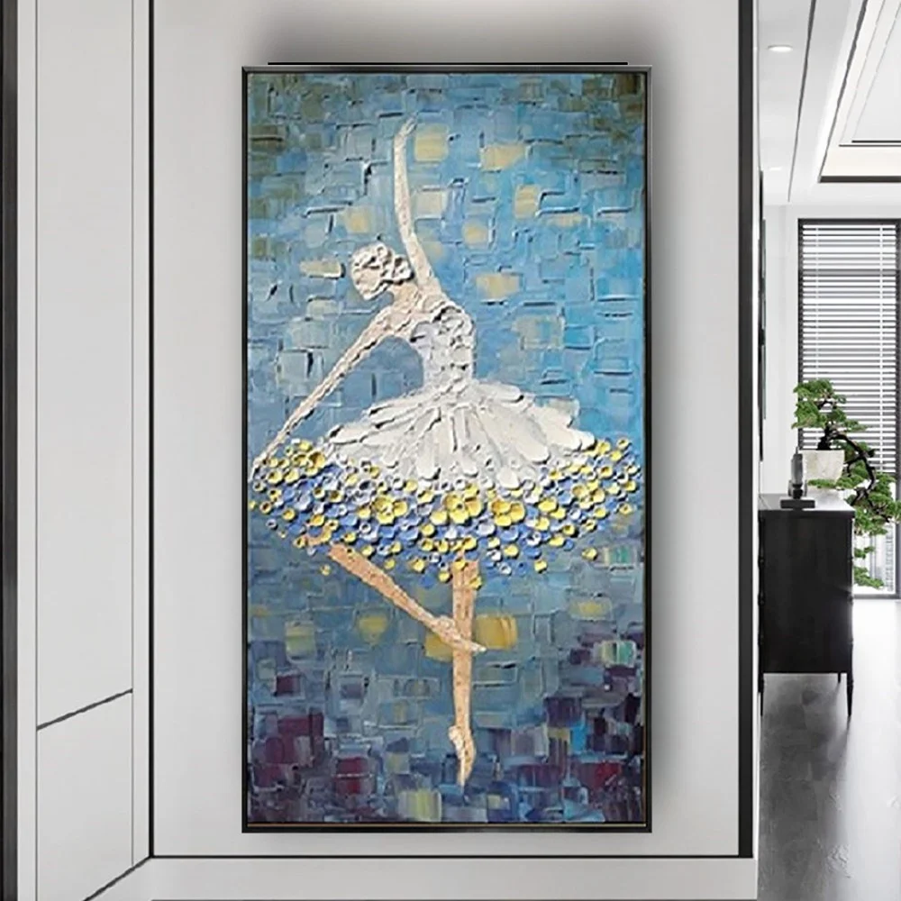 

Abstract 3d Thick Knife Figure Oil Painting 100% Hand-Painted Canvas Image Dancer Wall Art Pictures For Living Room Decor Gift