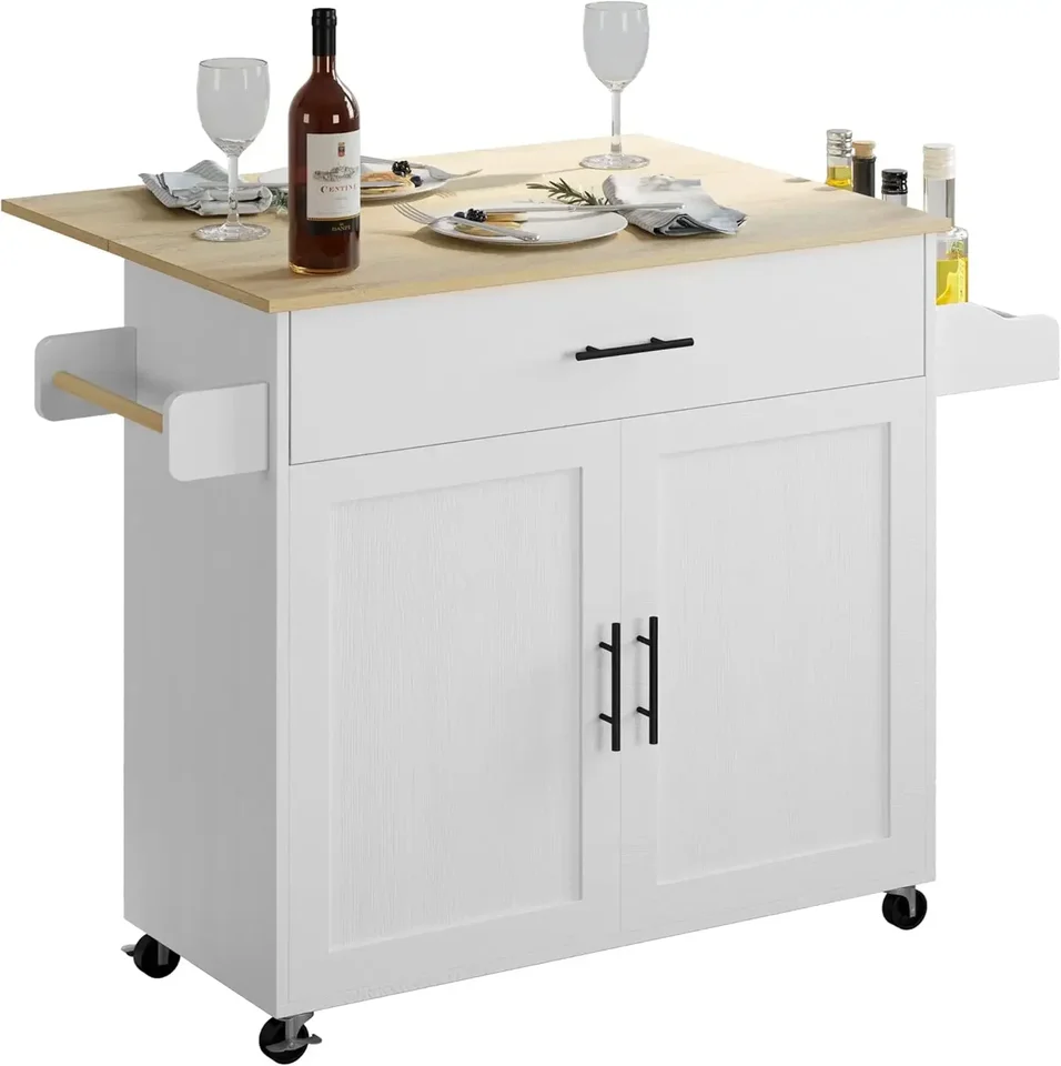 Multifunctional Rolling Kitchen Island Cart with Storage