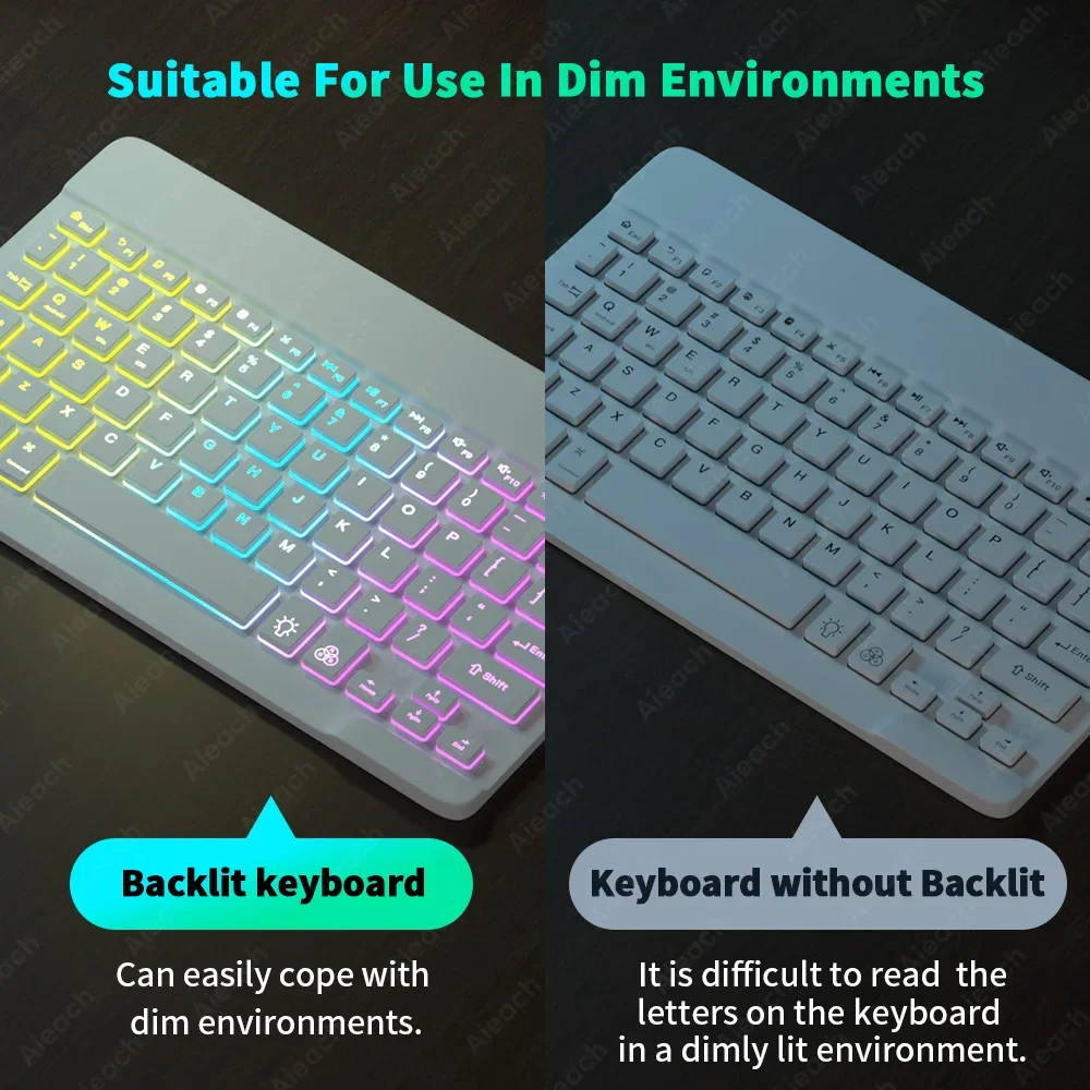Keyboard For Tablet Android iOS Windows Wireless Mouse Keyboard Bluetooth-compatible Rainbow Backlit For iPad Phone