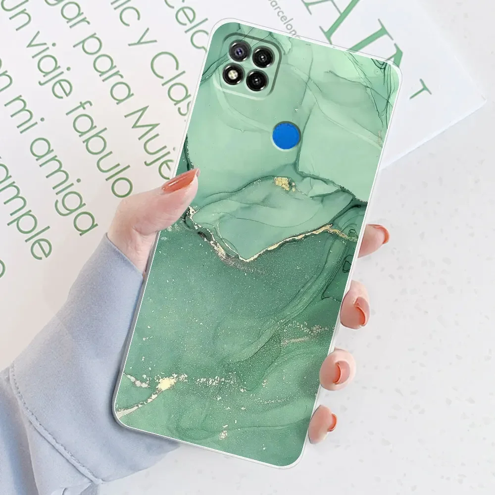 Sleek Marble Transparent Silicone Soft TPU Case - Stylish Protective Bumper Back Cover for Xiaomi Redmi 9C/9C NFC