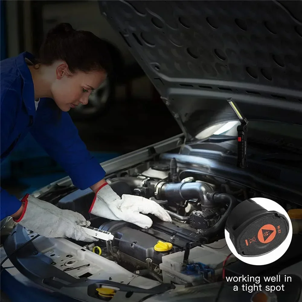 High Power LED Flashlight USB Rechargeable Camping Work Light Portable Outdoor Torch with Magnetic Base for Emergency Lighting