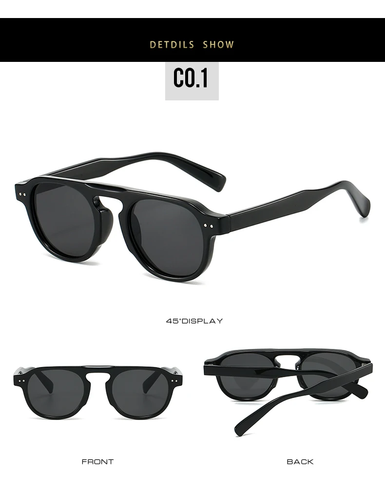 Hochwertige Vintage-Sonnenbrille TR90 mit rundem Rahmen – minimalistischer, trendiger und cooler Streetwear-Stil, Unisex – Detail 6