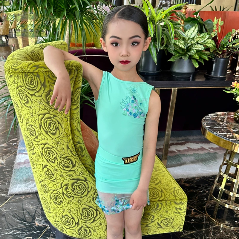 

Sleeveless Latin Dance Dress Girls Latin Dancing Dresses Professional Party Dance Costume Kids Stage Performance Wear SL8445