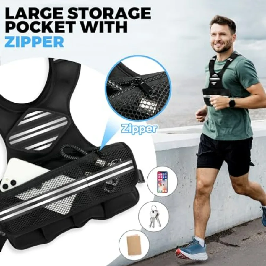 Adjustable Weighted Vest for Women Men, 6-18 LBS Weighted Walking Vest with 8 Ironsand Weights & Reflective Strip, Strength Trai
