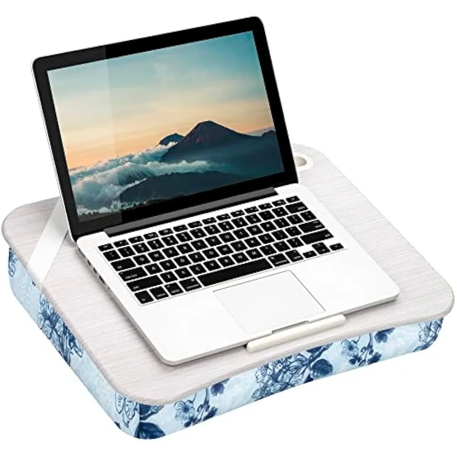 Designer XL Lap Desk with Phone Holder Blue Blossoms