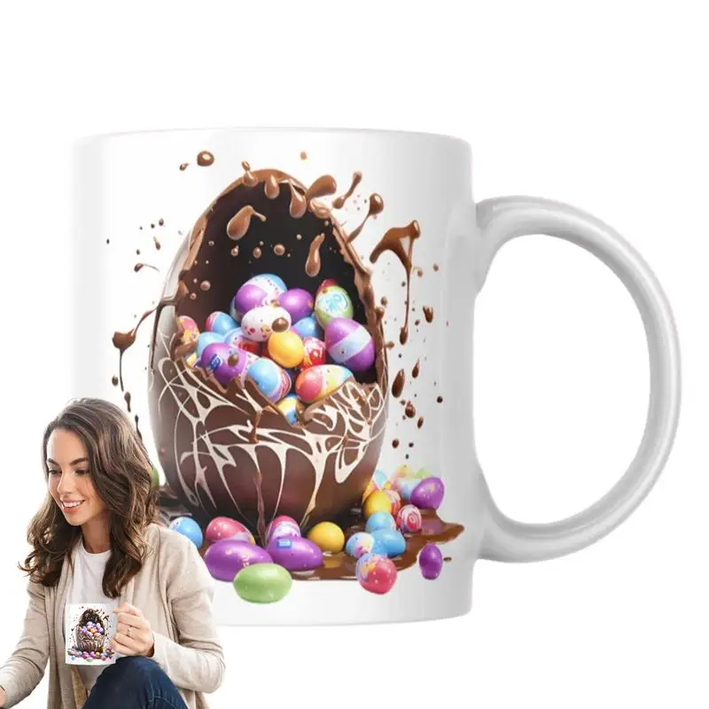 

350ml Wide Capacity Coffee Mugs Ceramic Easter Cups Cups Multi-Use Ergonomic C-Shaped Handle Mugs For Party For Hot Coffee