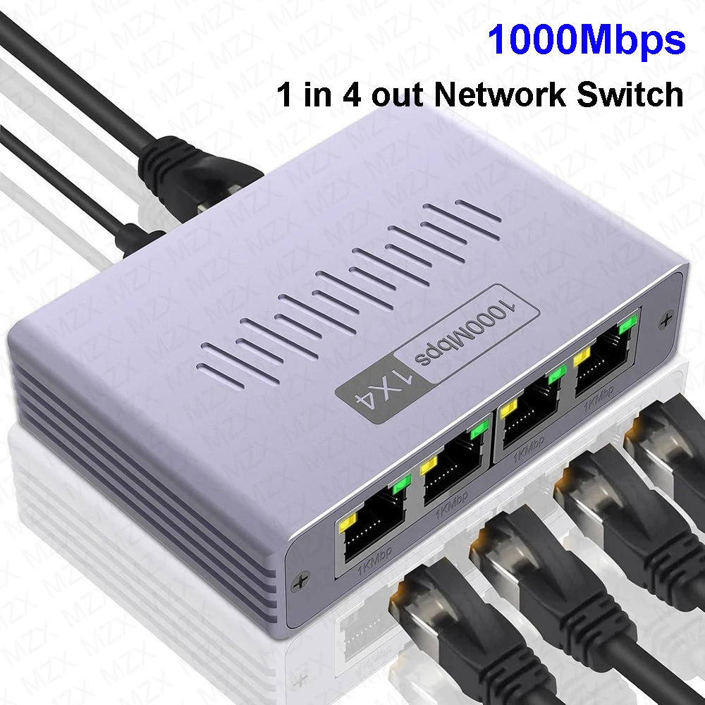 High-Speed Gigabit Network Switch Hub with Ethernet Splitter Connector