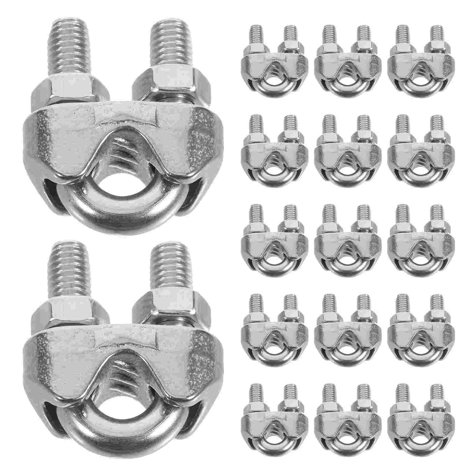 

20pcs Wire Rope Clips U Bolts Stainless Steel Wire Rope Cable Clips Wire Rope Fixing Clamps (M5)