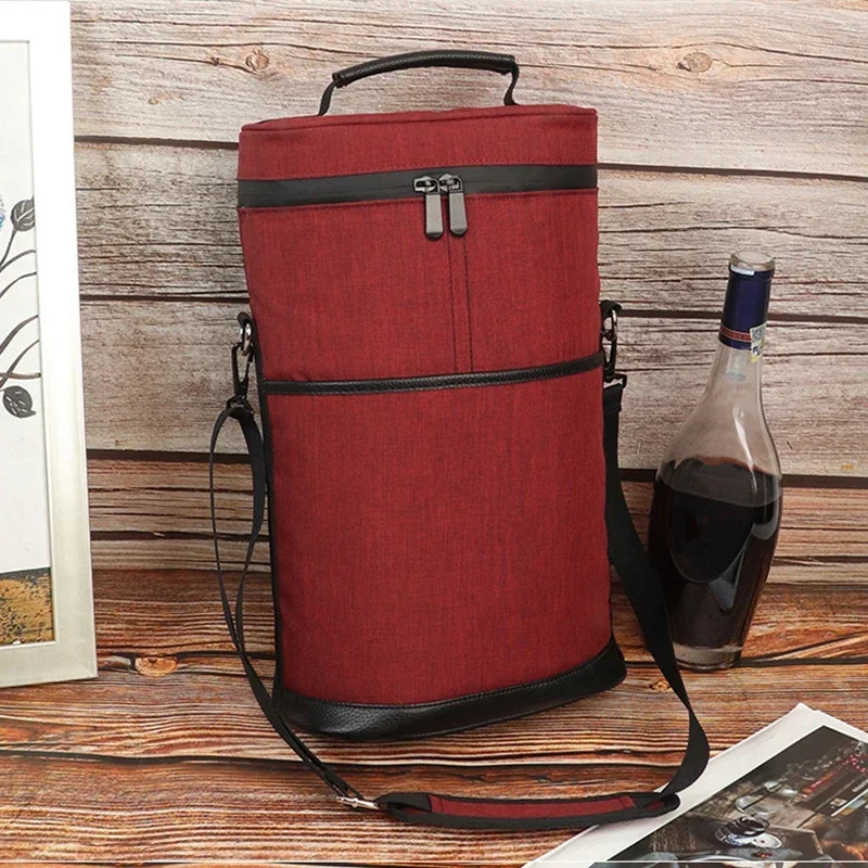 Cooler Wine Bottle Insulated Bag for Wine Thermal Adjustable Shoulder Strap for Outdoor Picnic Travel Carrier Glass Tote