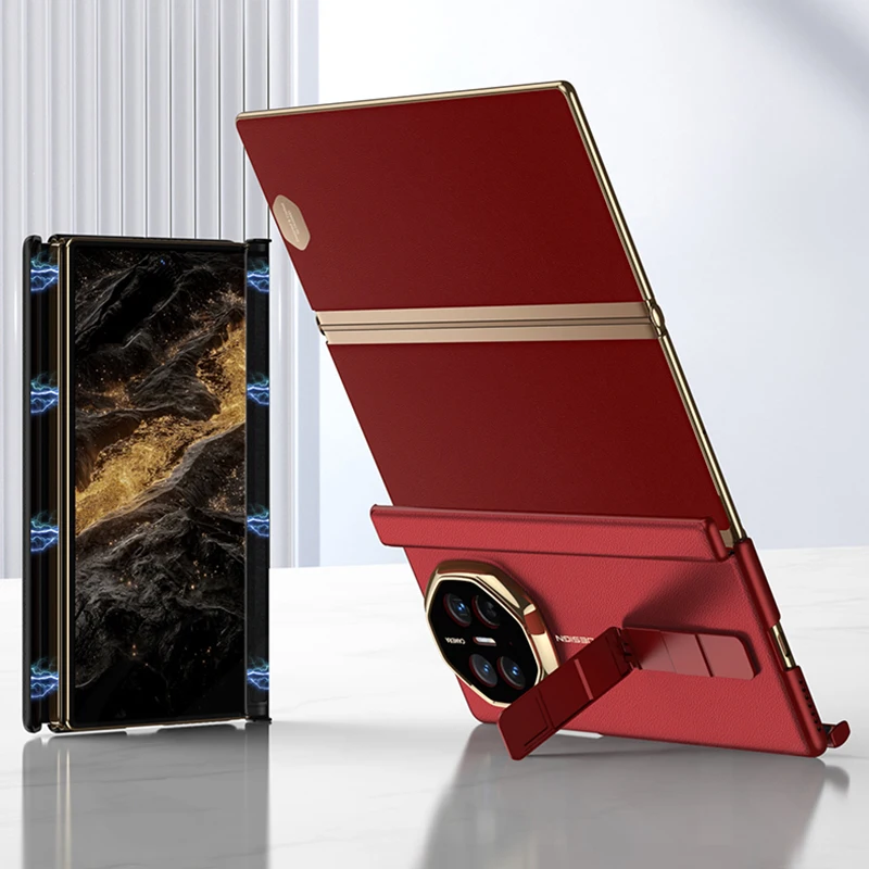 Double Magnetic Hinge All-included Case For Huawei Mate XT Luxury Plating Plain